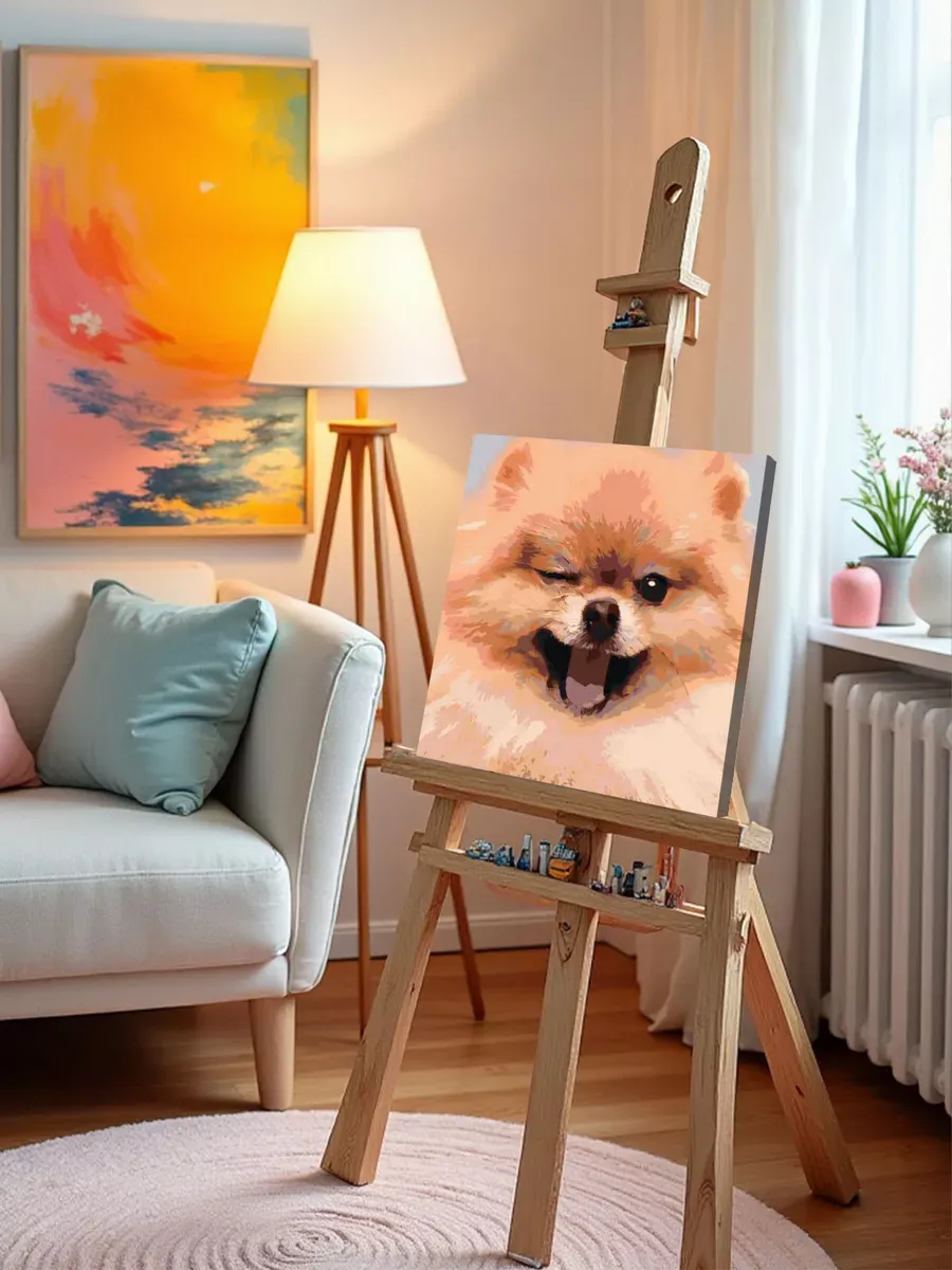 Картина по номерам «Собаки: Шпиц милый щенок 40х40» — картинка 9