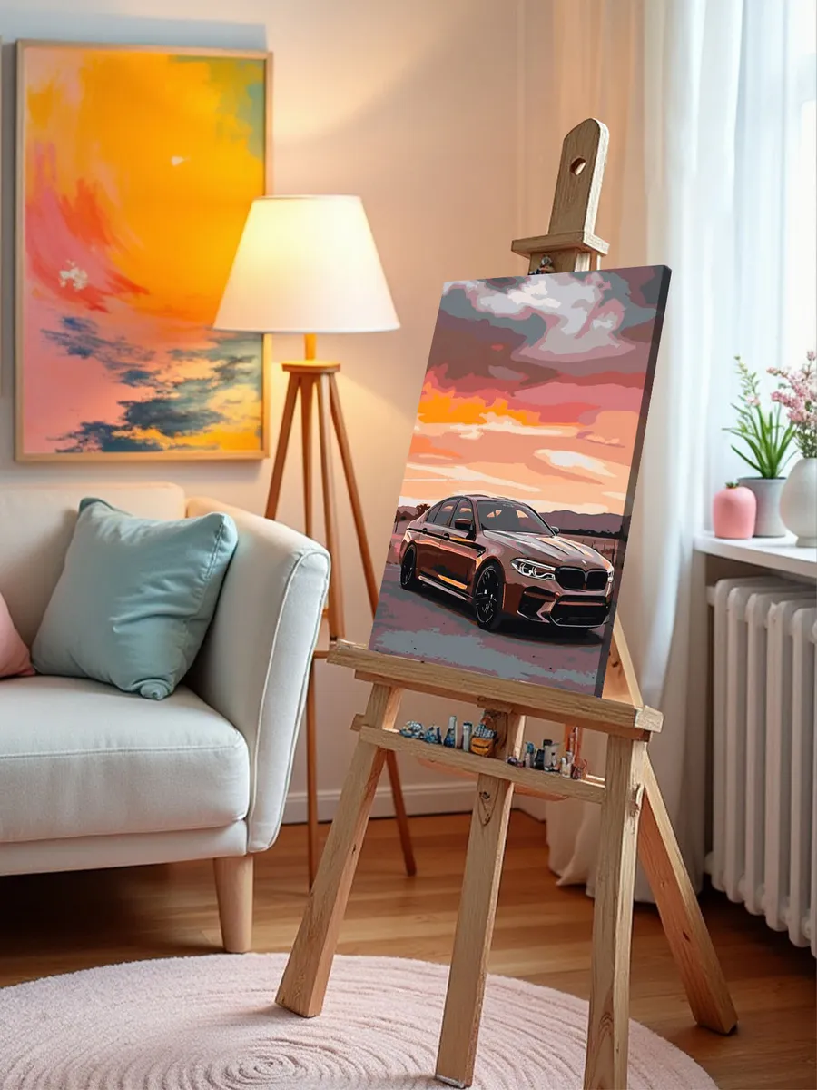 Картина по номерам «Машина BMW на закате 40х50» — картинка 10