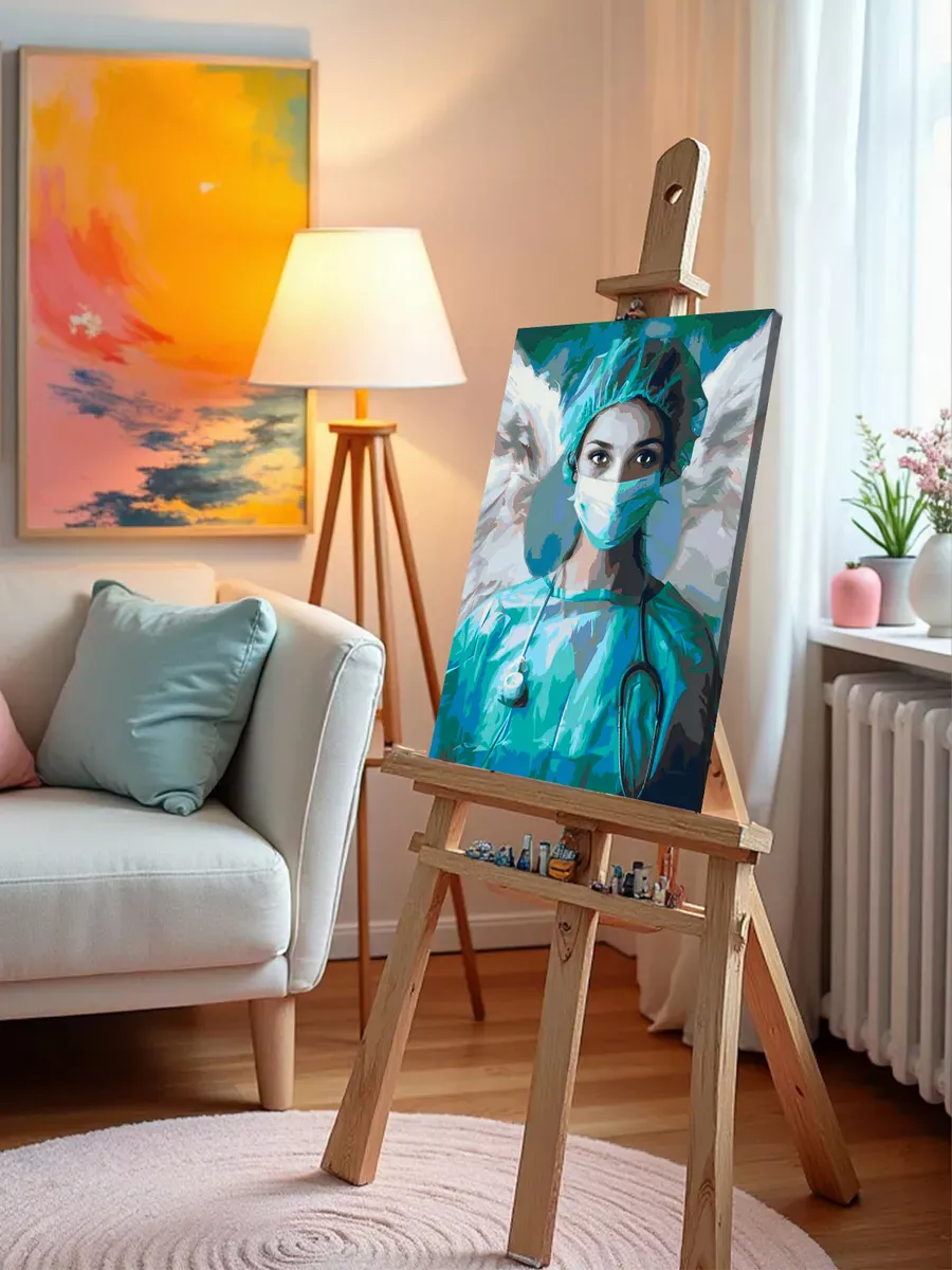 Картина по номерам «Медицина: девушка врач, ангел хранитель» — картинка 9