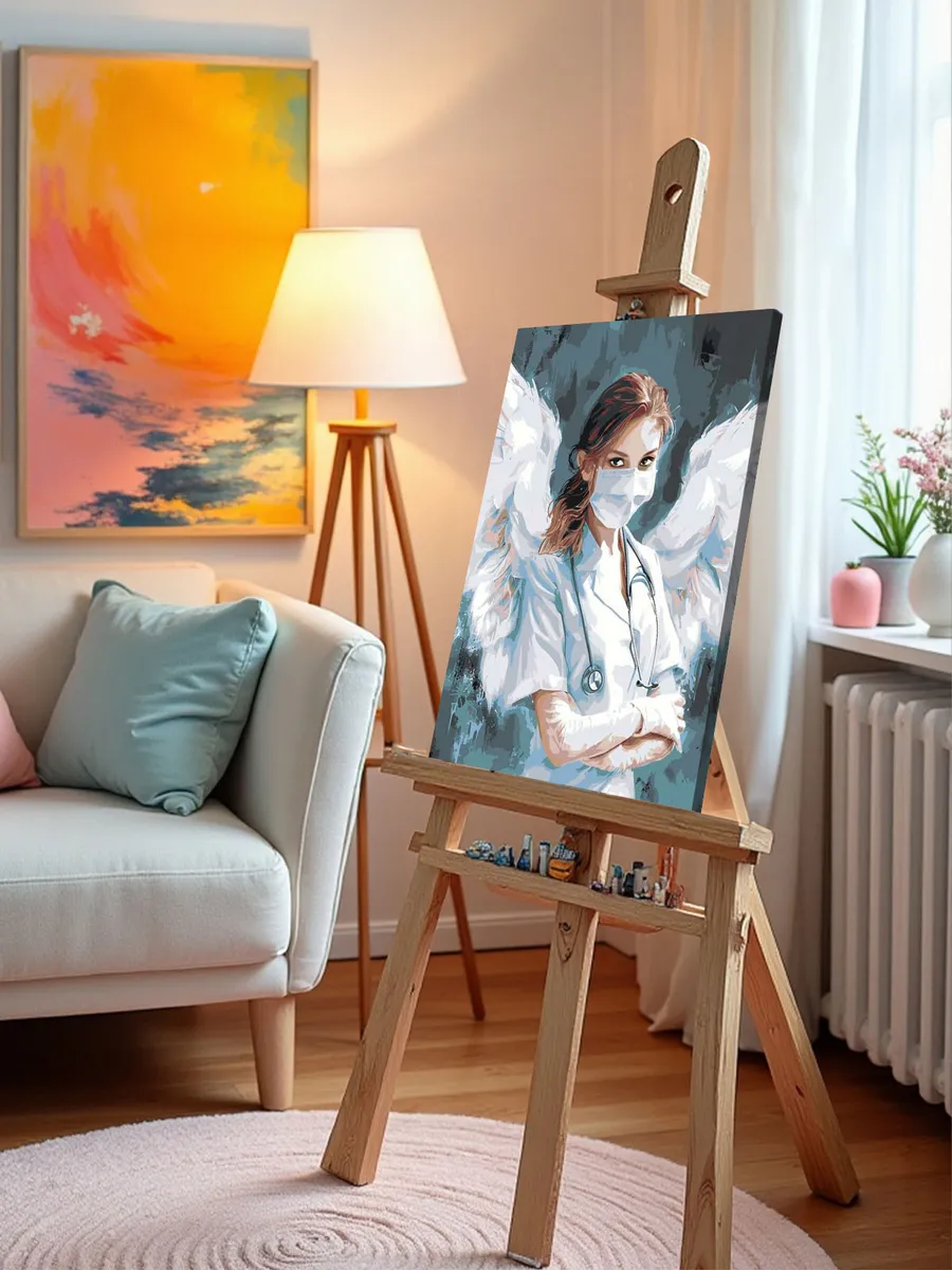 Картина по номерам «Медицина: девушка врач, ангел хранитель» — картинка 9