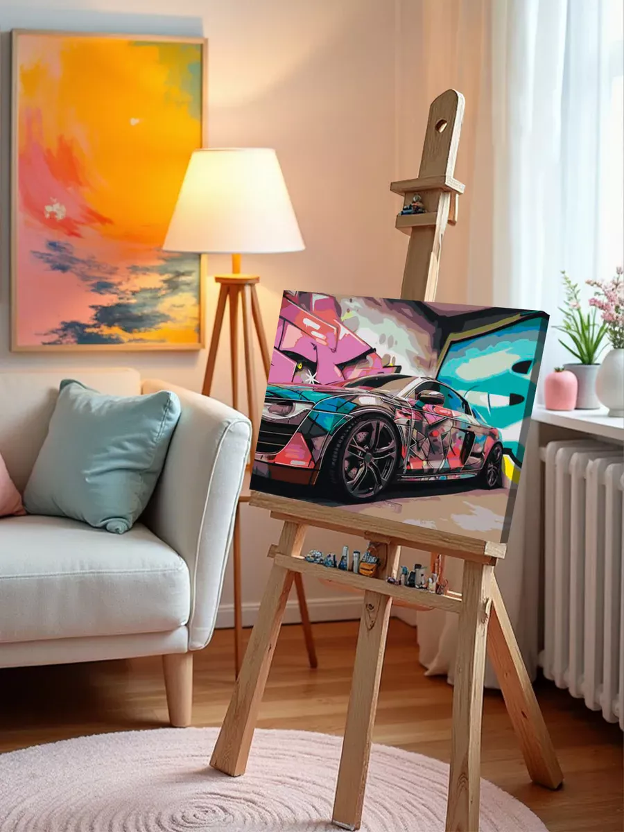 Картина по номерам «Машина Ауди и граффити андеграунд 40х50» — картинка 9