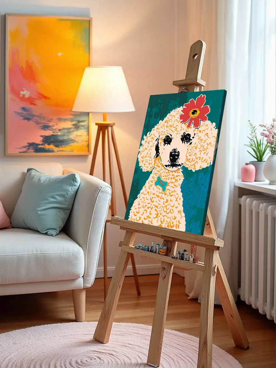 Картина по номерам «Собака пудель с цветком на голове 40х50» — картинка 9