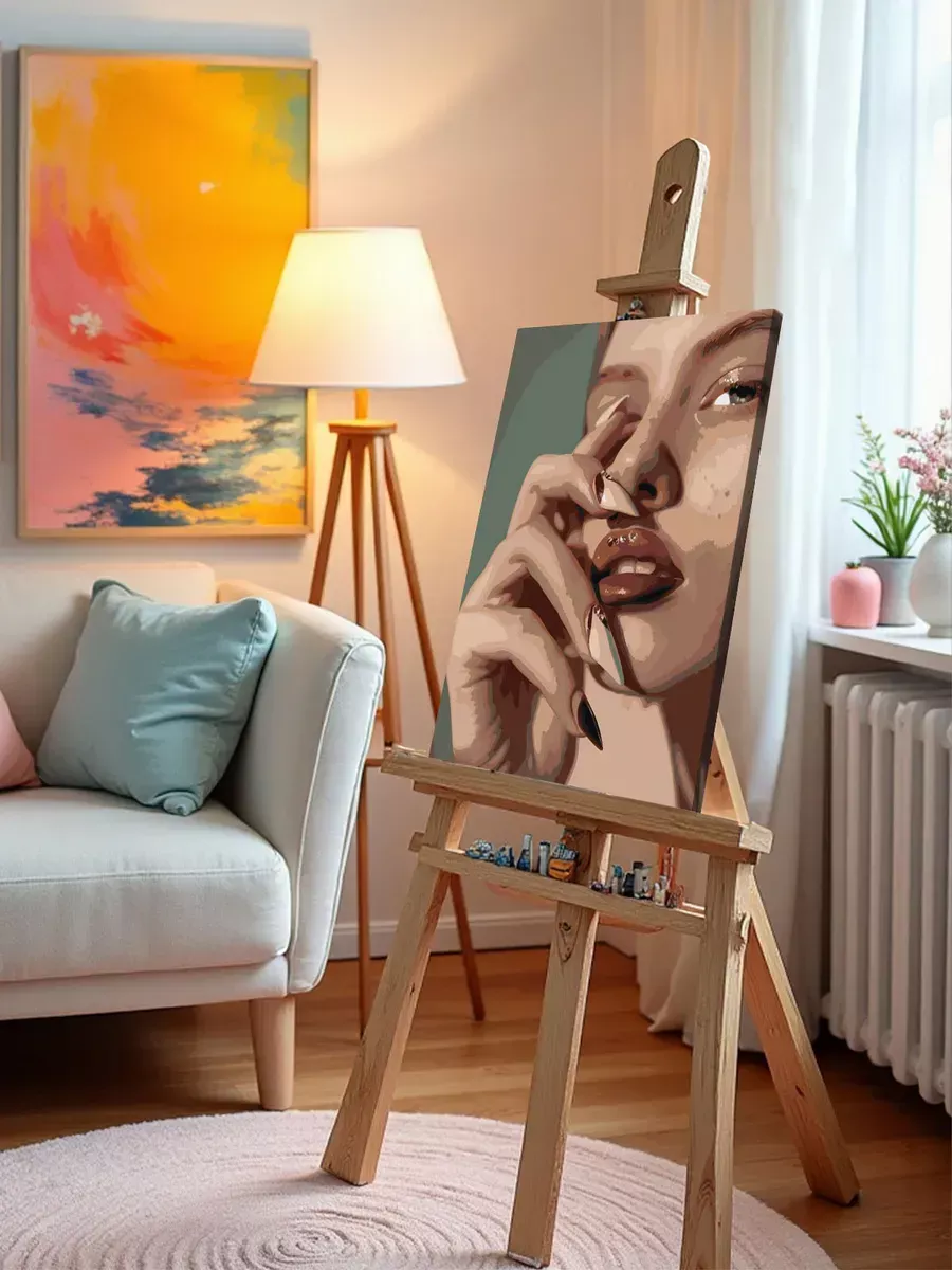 Картина по номерам «Маникюр: портрет девушки и дизайн ногтей» — картинка 9