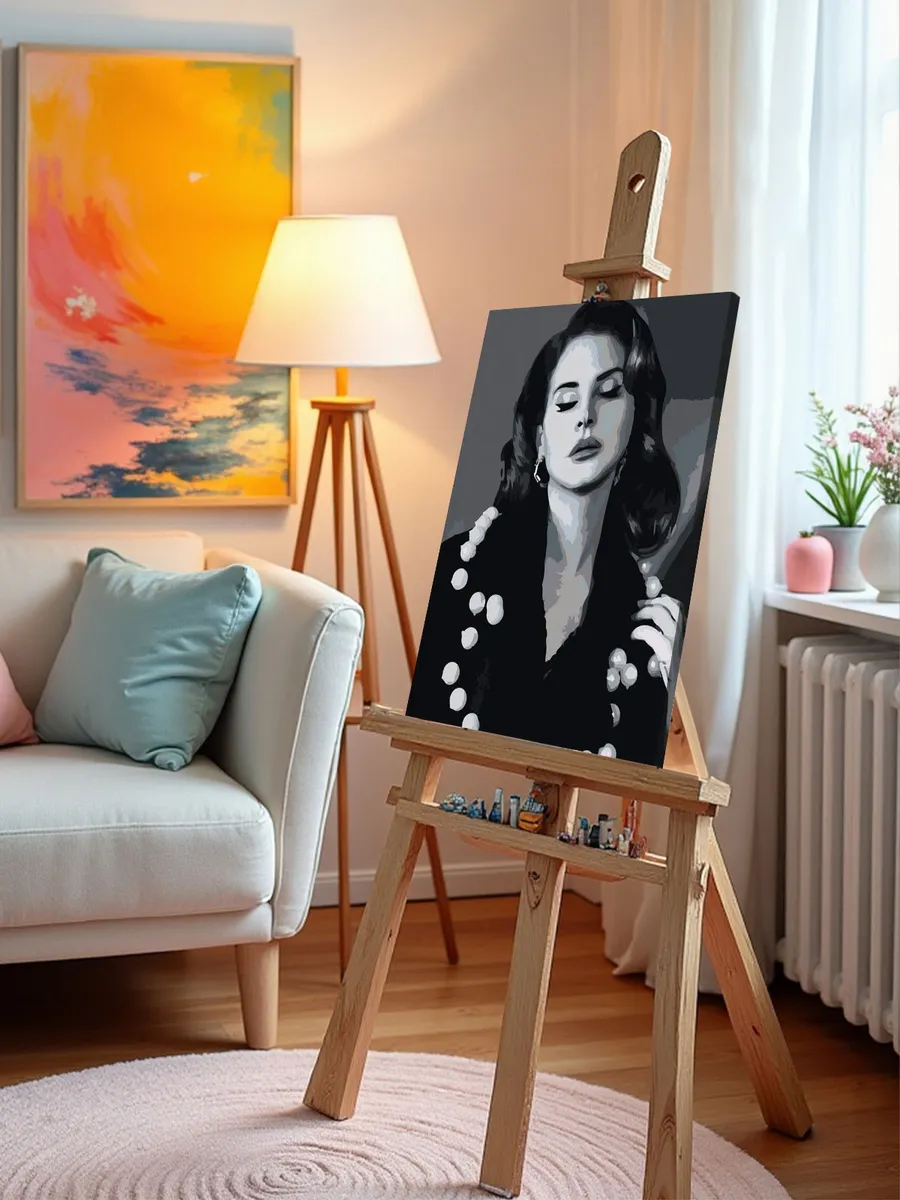 Картина по номерам «Lana Del Rey Лана Дель Рей: портрет чб» — картинка 10