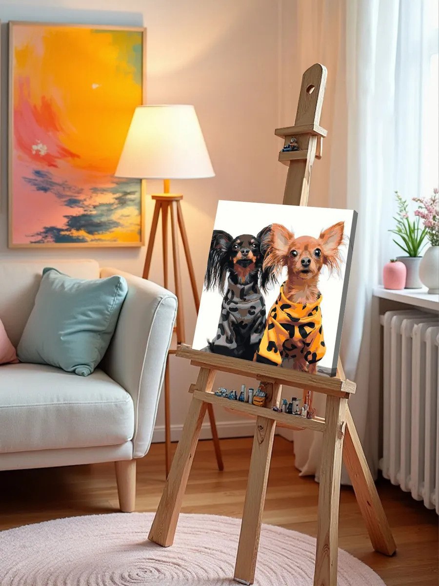 Картина по номерам «Собаки: длинношерстные Той терьеры 40x40» — картинка 10