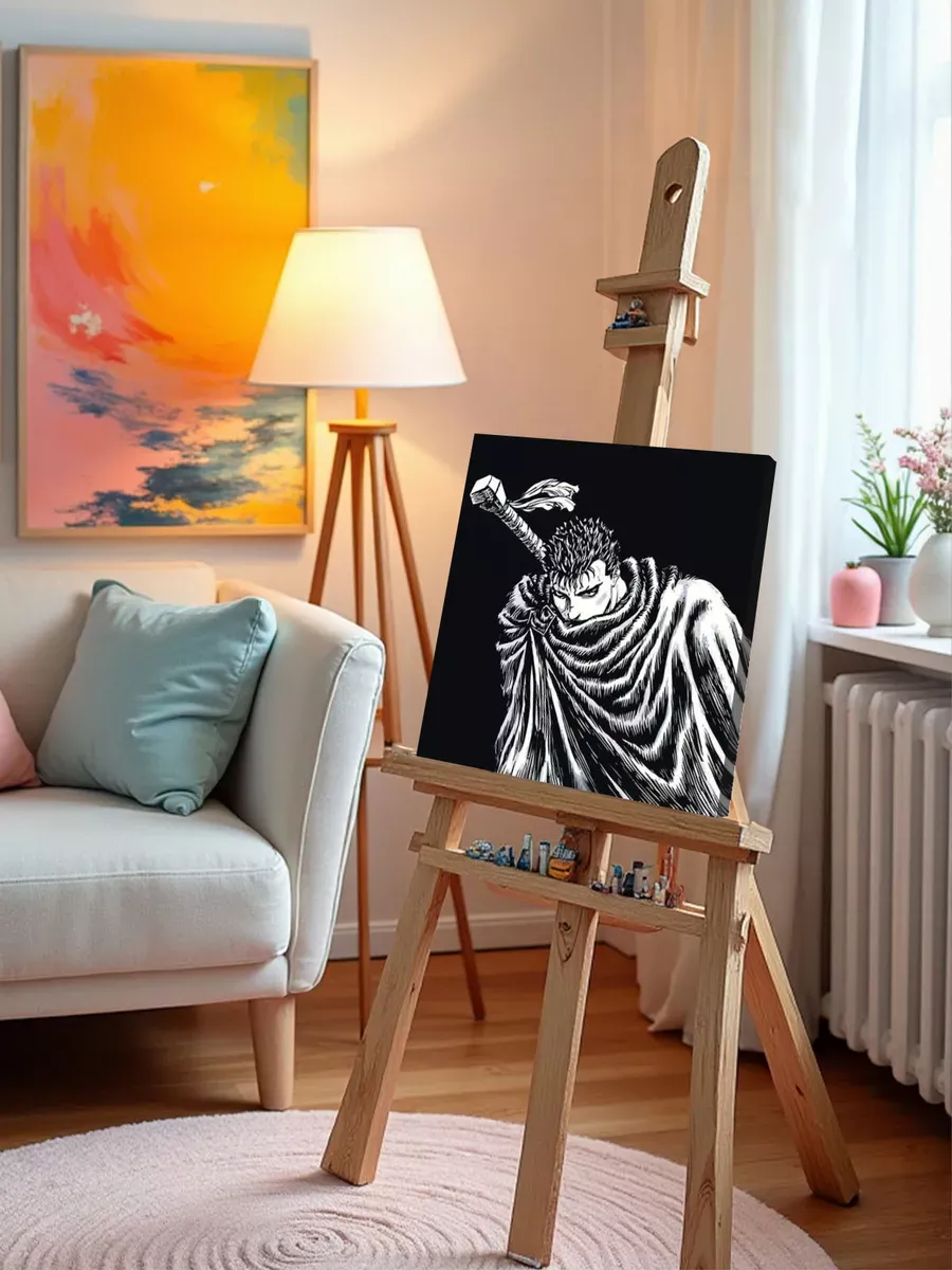 Картина по номерам «Берсерк Berserk манга аниме: Гатс чб» — картинка 9