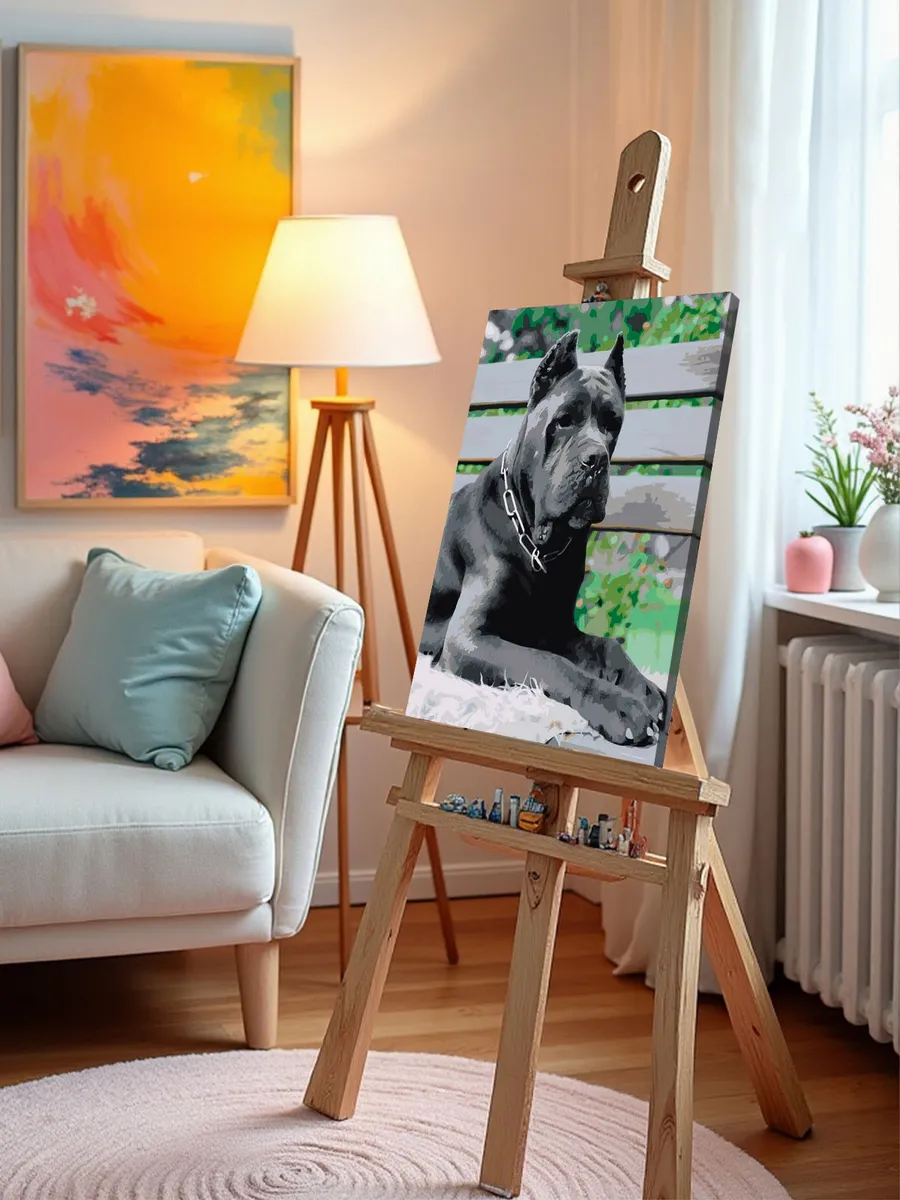 Картина по номерам «Собака Кане корсо черная 40x50» — картинка 10