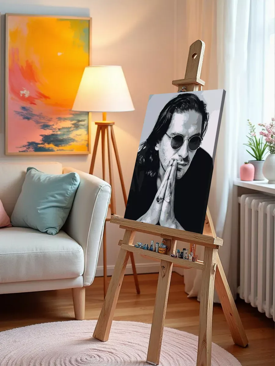 Картина по номерам «Рэпер Гио Пика: чернобелый портрет» — картинка 9