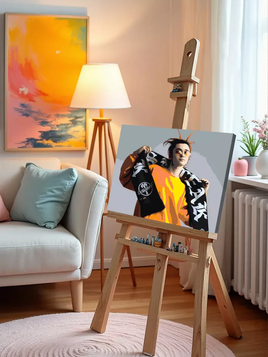 Картина по номерам «Рэпер Гон Флад GONE.Fludd: очки и шарф» — картинка 9