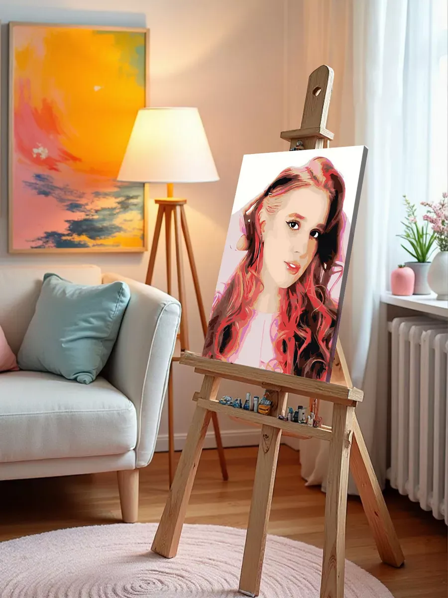 Картина по номерам «Ютубер Риви А4: портрет в розовом 40x50» — картинка 10