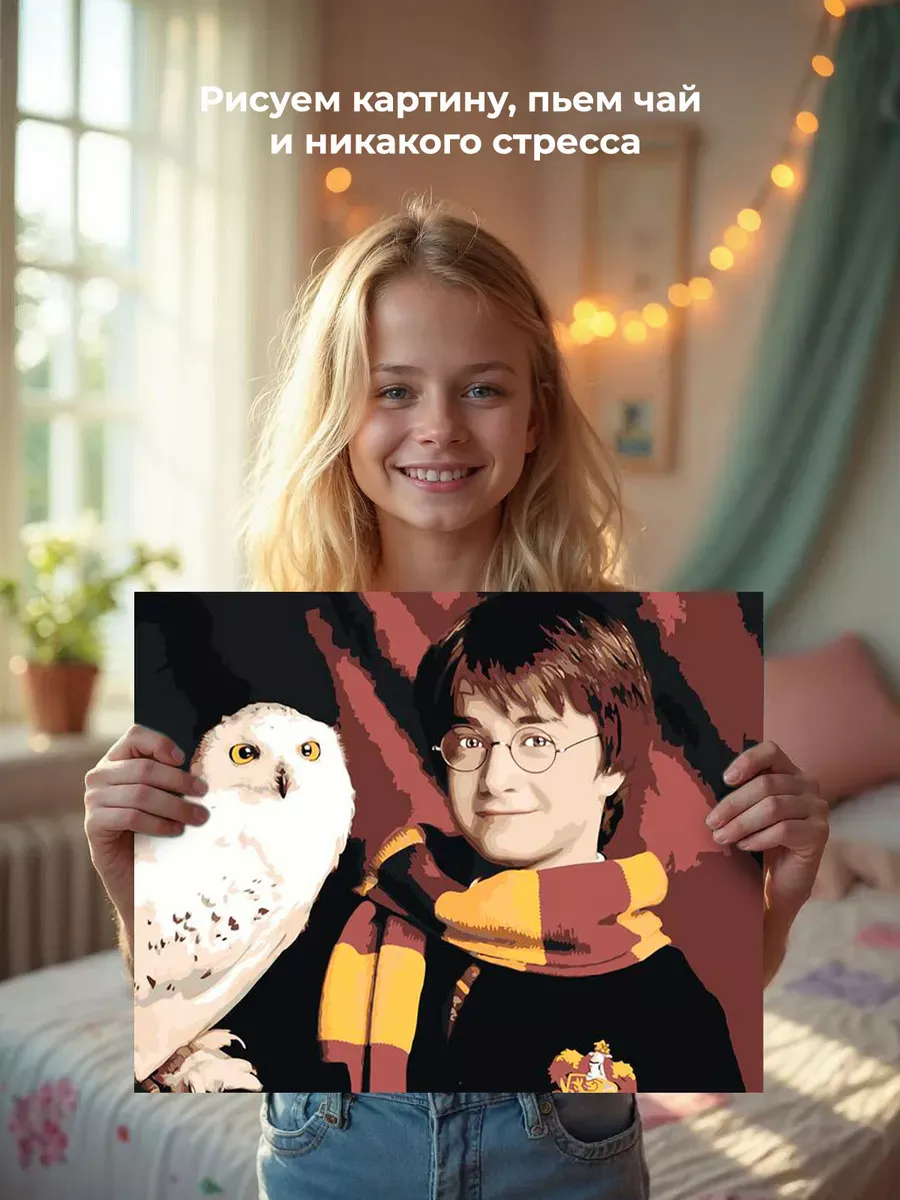 Картина по номерам «Гарри Поттер: сова Букля, шарф Гриффиндор» — картинка 7