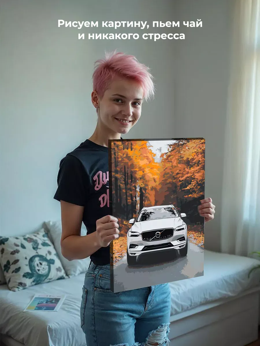 Картина по номерам «Машина Вольво в лесу, осень 40x50» — картинка 7