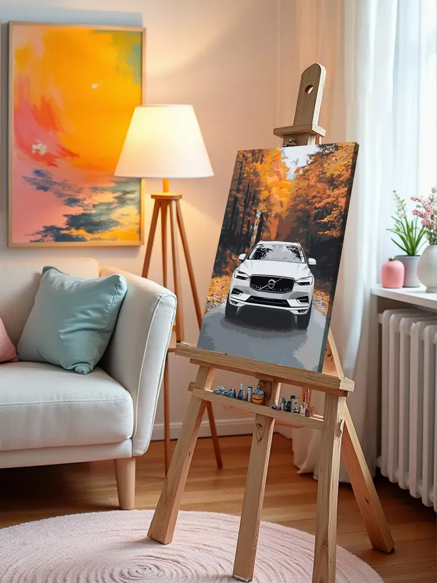 Картина по номерам «Машина Вольво в лесу, осень 40x50» — картинка 10