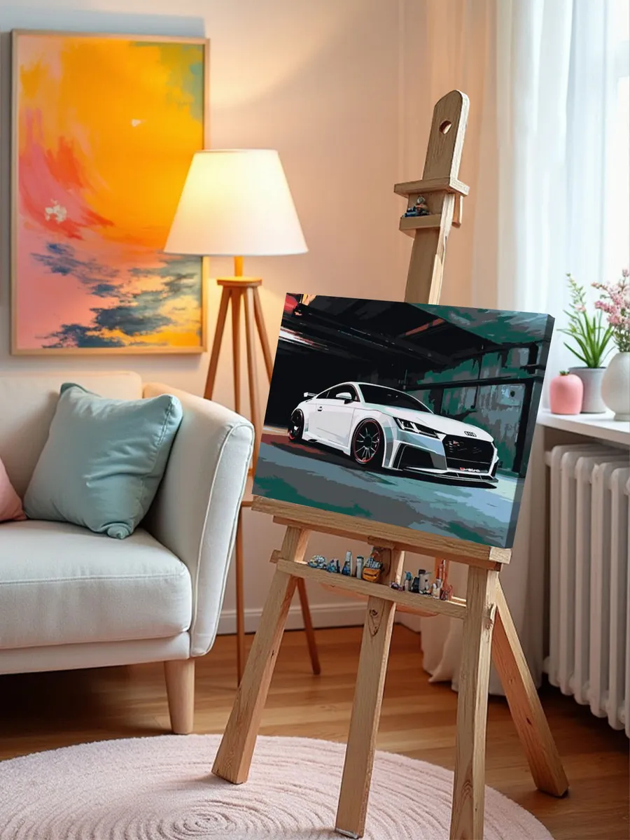 Картина по номерам «Спортивная машина Ауди ТТ в гараже 40x50» — картинка 10