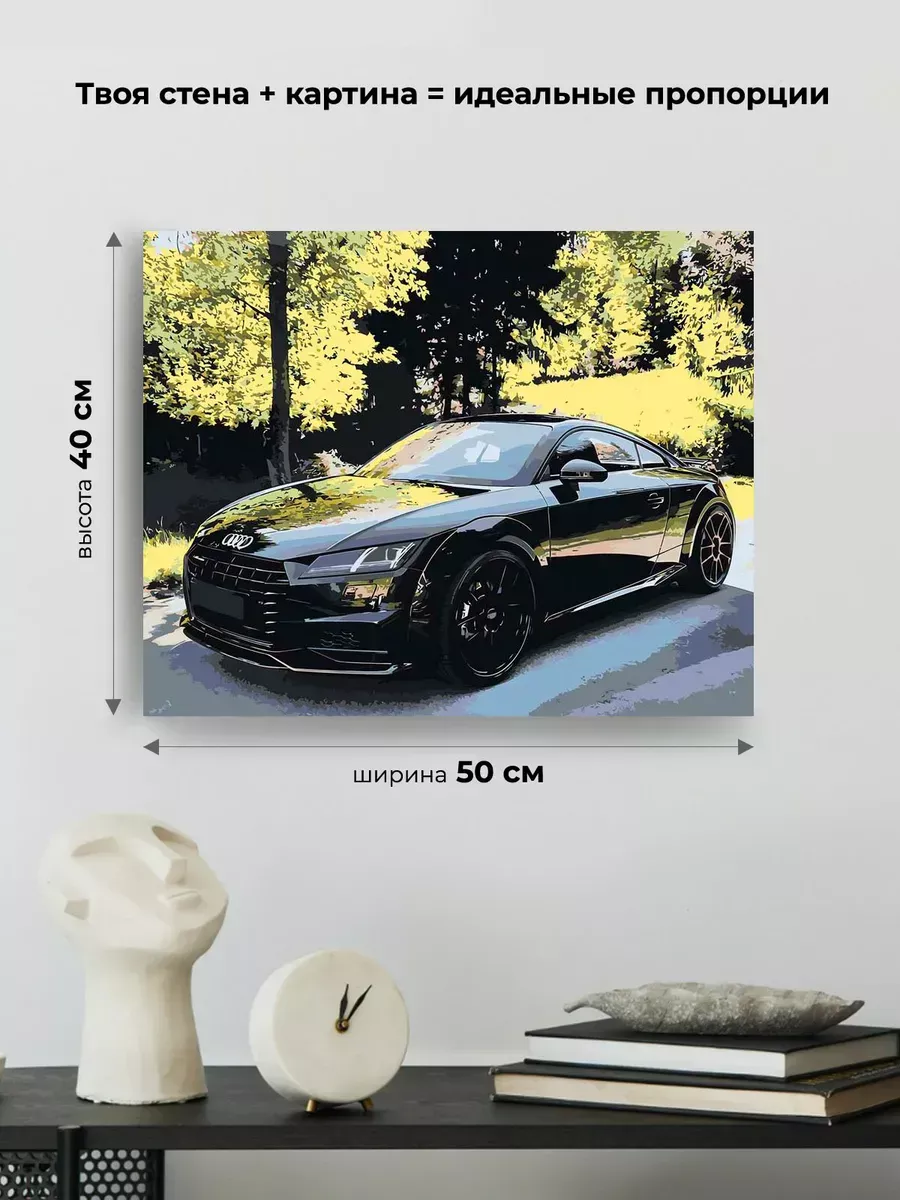 Картина по номерам «Машина Ауди ТТ на дороге в лесу 40x50» — картинка 3