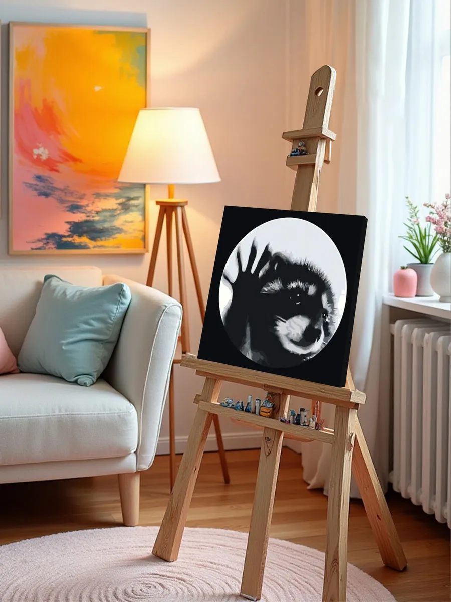 Картина по номерам «Мемы: Енот танцует Педро, чб 40х40» — картинка 10