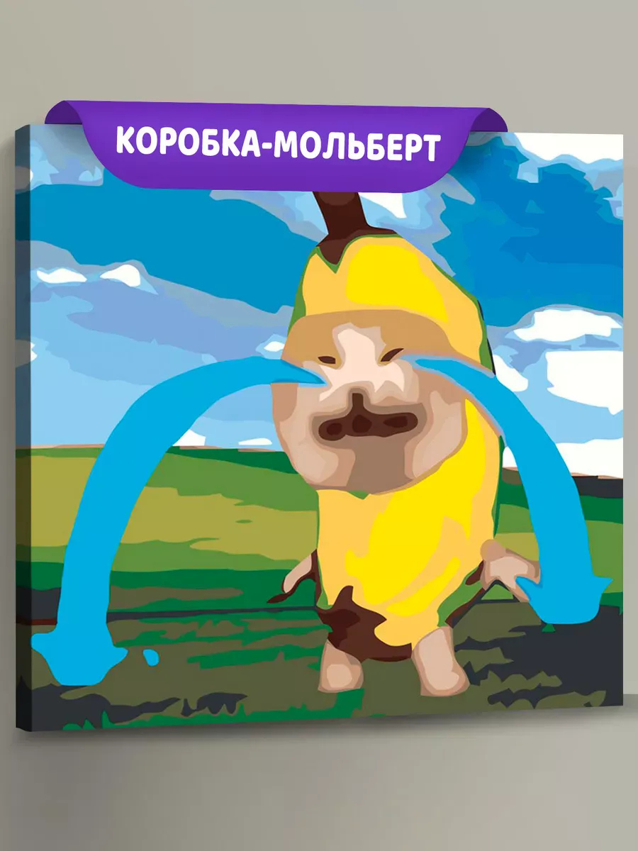 Картина по номерам «Мемы, коты из мемов: Кот банан плачет»