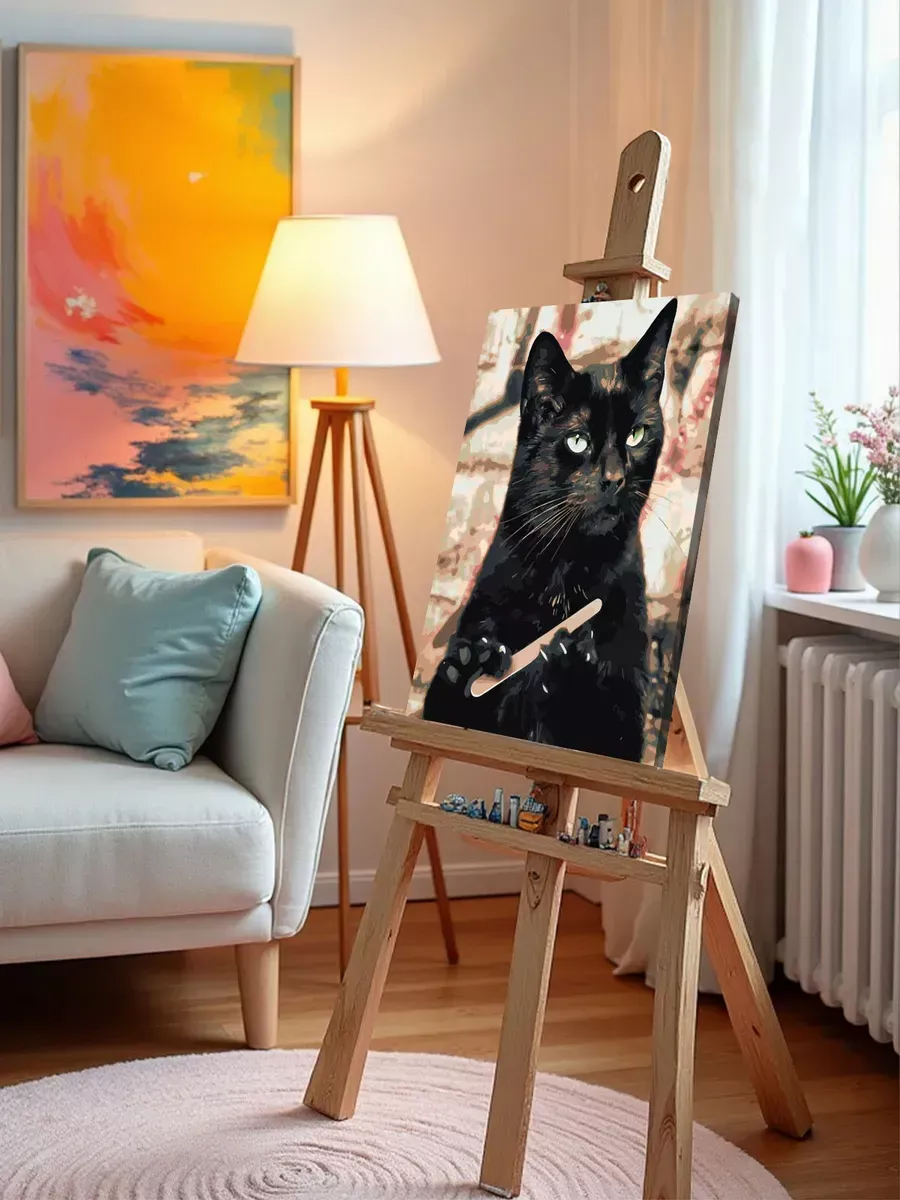 Картина по номерам «Мемы: Черный кот точит когти, Сабрина» — картинка 10