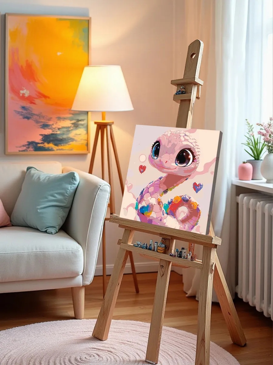 Картина по номерам «Розовая змея, Символ года, животные» — картинка 10