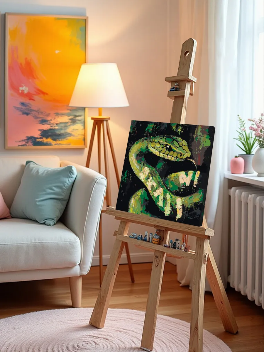 Картина по номерам «Зеленая змея Арт, Новый год, животные» — картинка 10