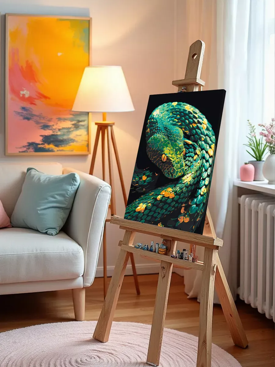 Картина по номерам «Зеленая змея, Символ года, животные» — картинка 10