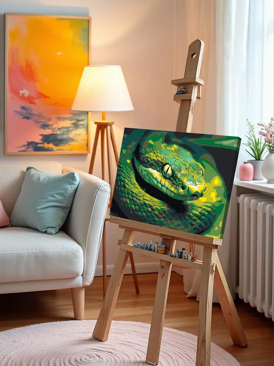 Картина по номерам «Зеленая змея, Символ года, животные» — картинка 10