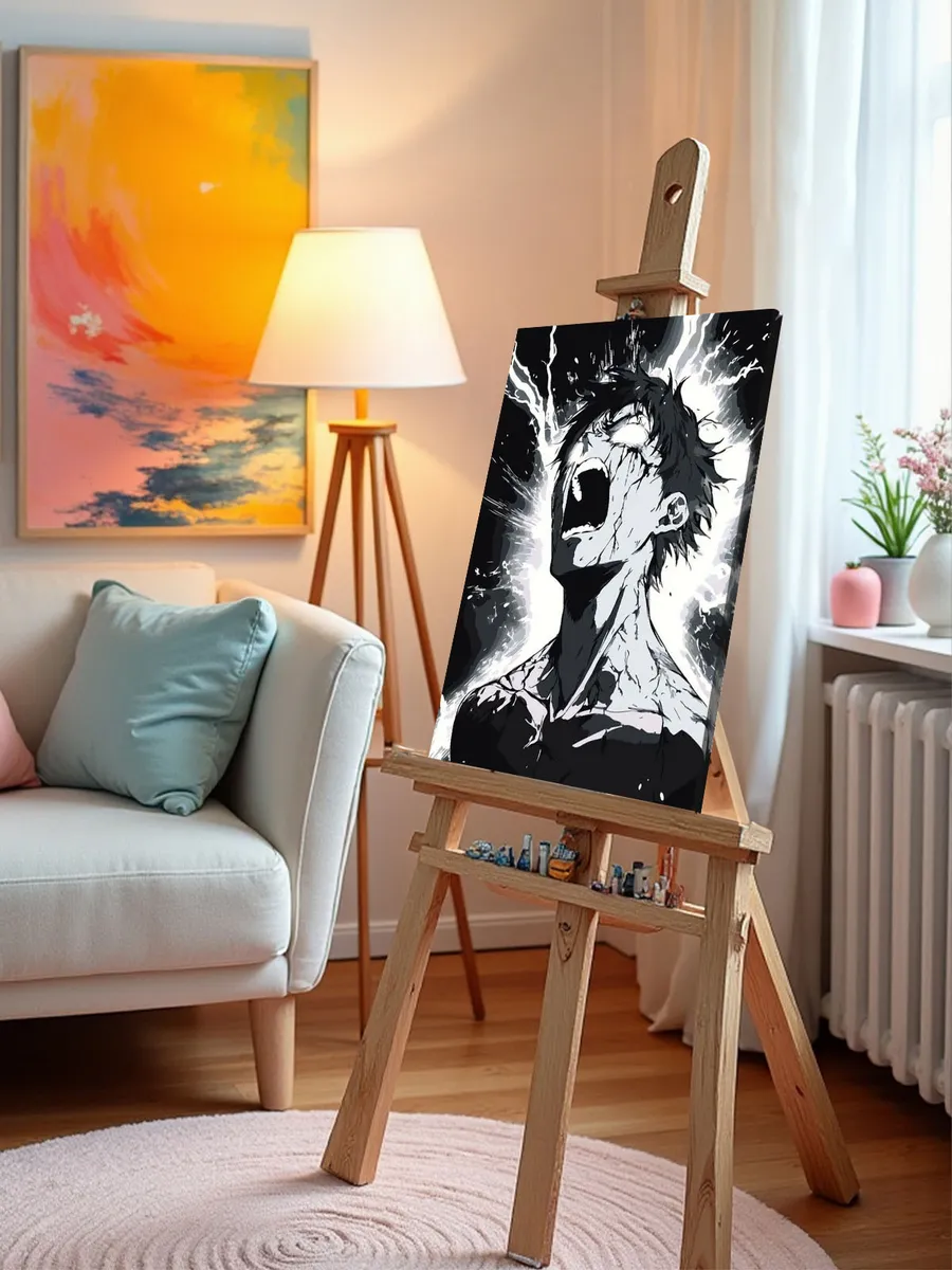 Картина по номерам «Аниме манга Магическая битва: чб арт» — картинка 10