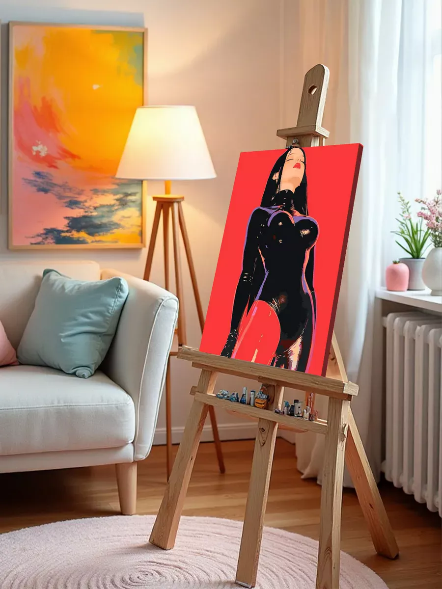 Картина по номерам «Девушка в латексе арт, бдсм 40x50» — картинка 9