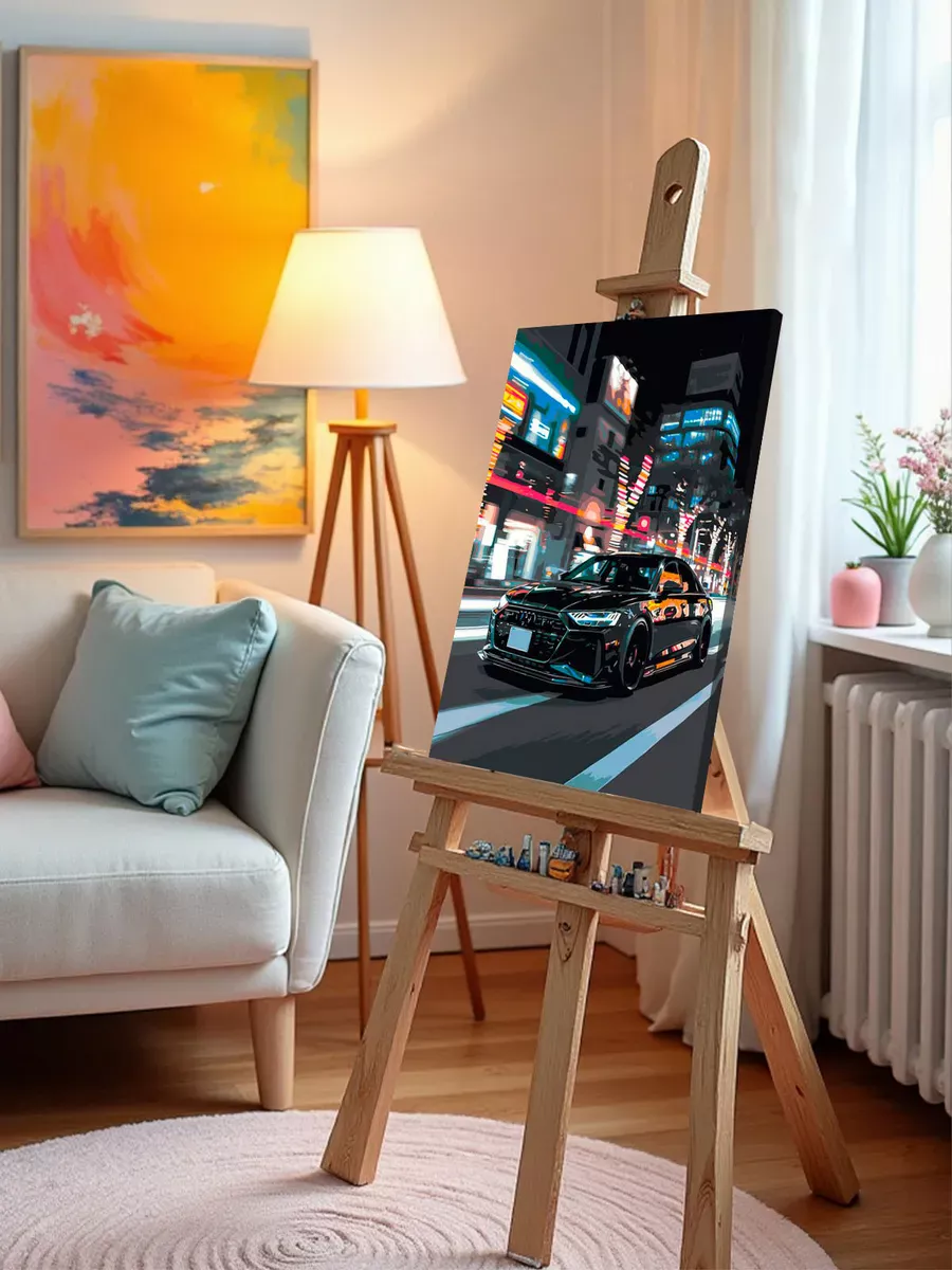 Картина по номерам, светящаяся в темноте «Машина Ауди, неон» — картинка 9