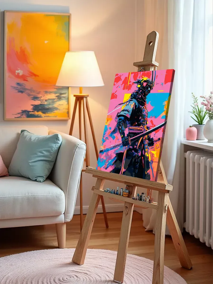 Картина по номерам «Япония, Азия: самурай киберпанк, неон» — картинка 9