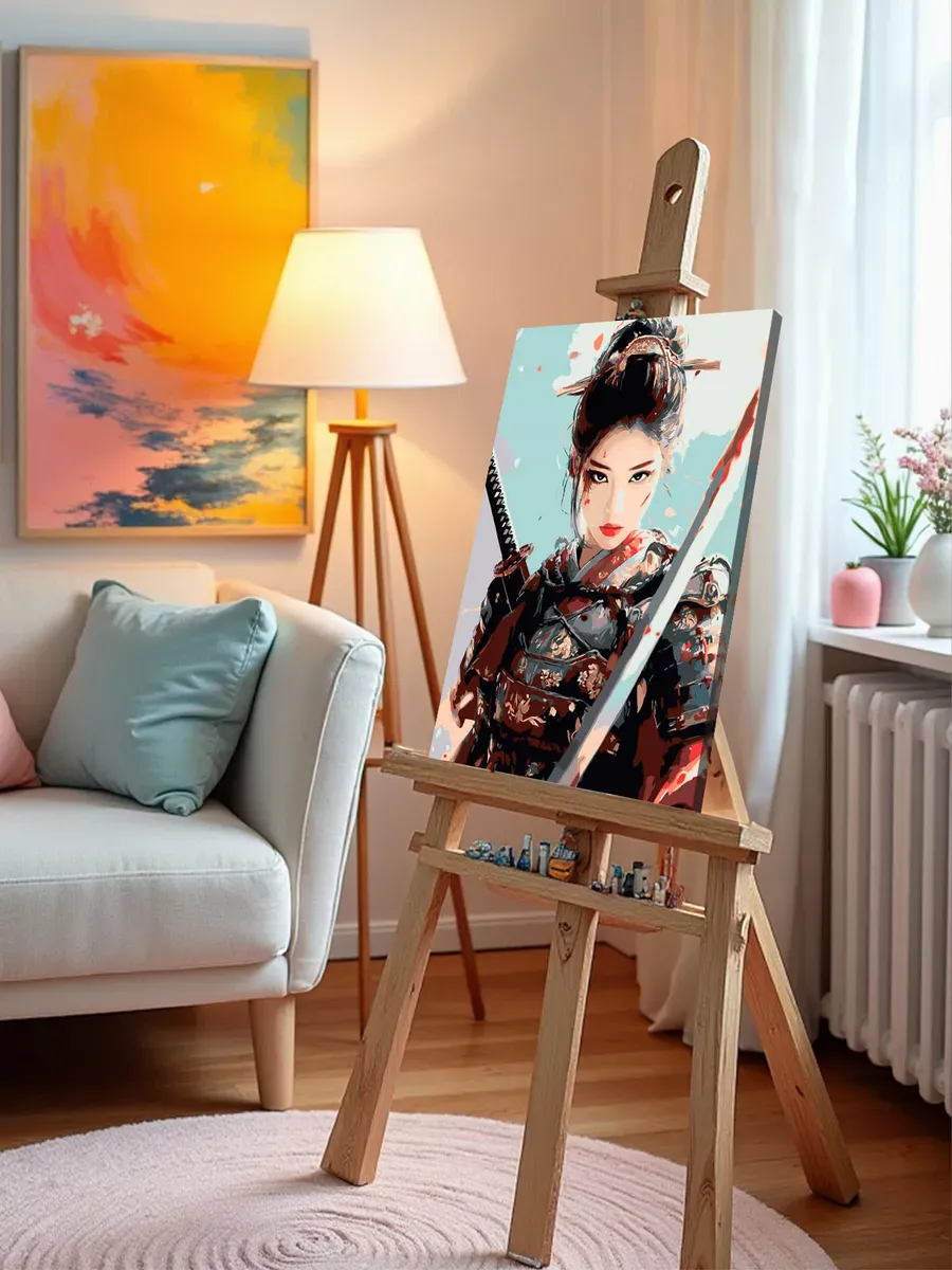 Картина по номерам «Япония, Азия: девушка самурай с катаной» — картинка 9