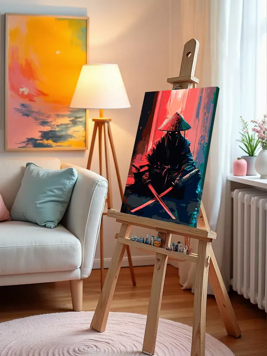 Картина по номерам «Япония, Азия: воин самурай с катанами» — картинка 9