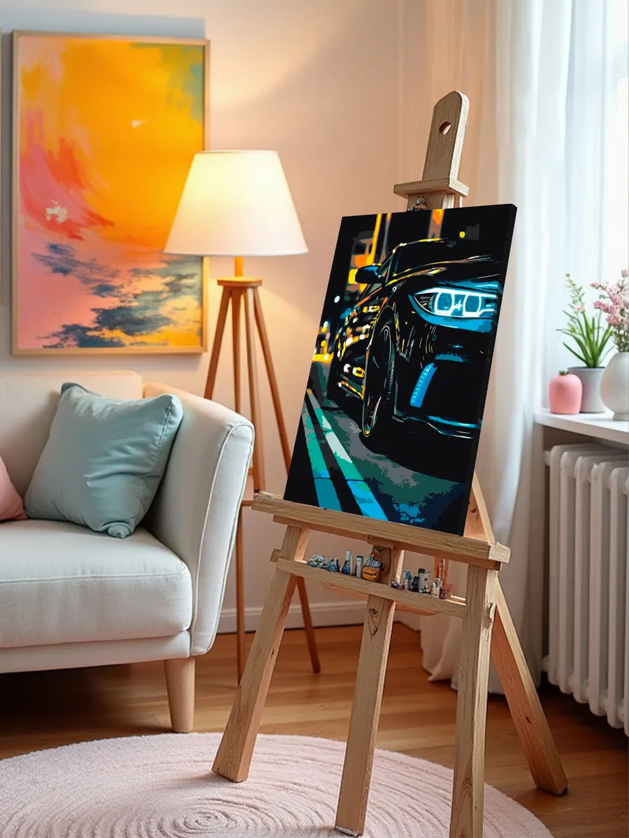 Картина по номерам, светящаяся в темноте «Машина BMW, неон» — картинка 10