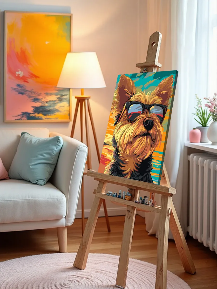 Картина по номерам «Собаки: йоркширский терьер на пляже» — картинка 10