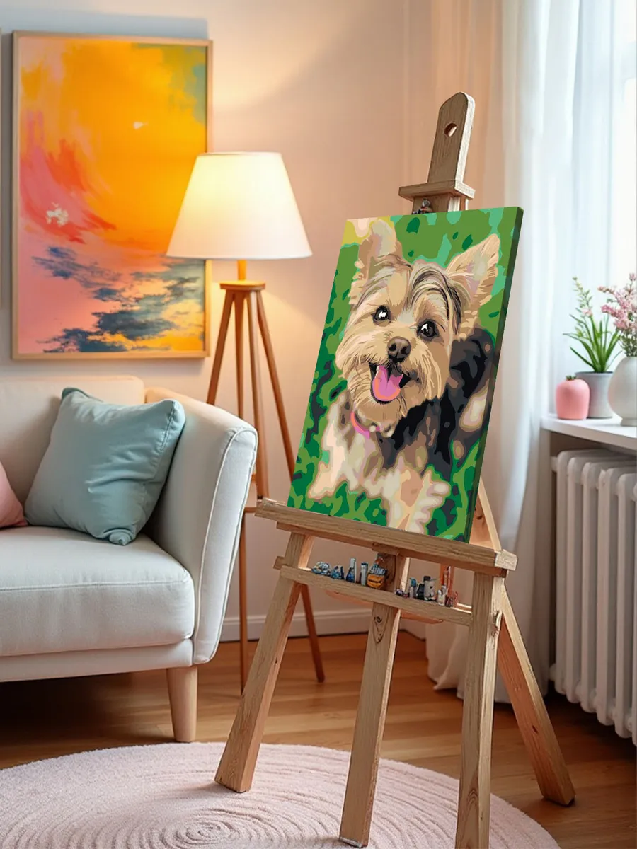 Картина по номерам «Собаки: милый йоркширский терьер 40х50» — картинка 10