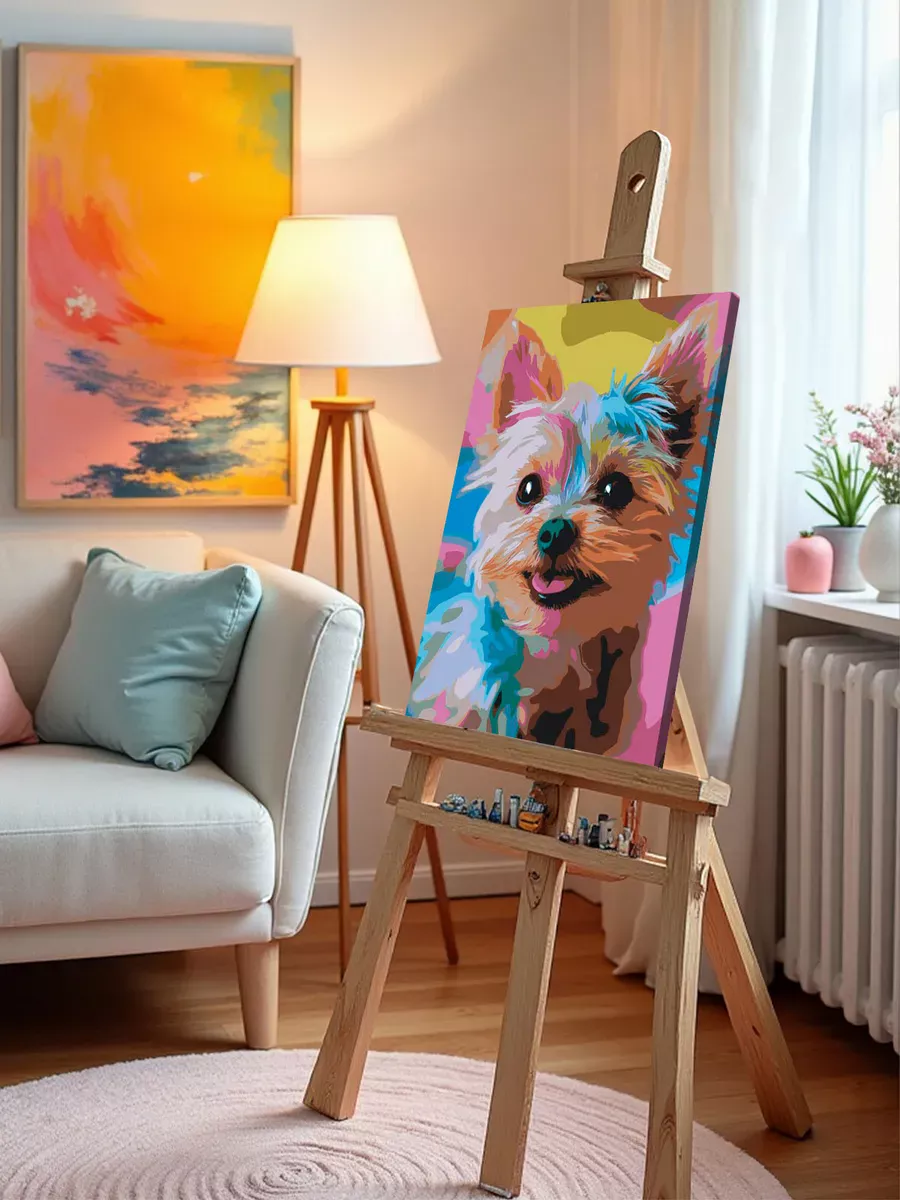 Картина по номерам «Собаки: разноцветный йоркширский терьер» — картинка 10