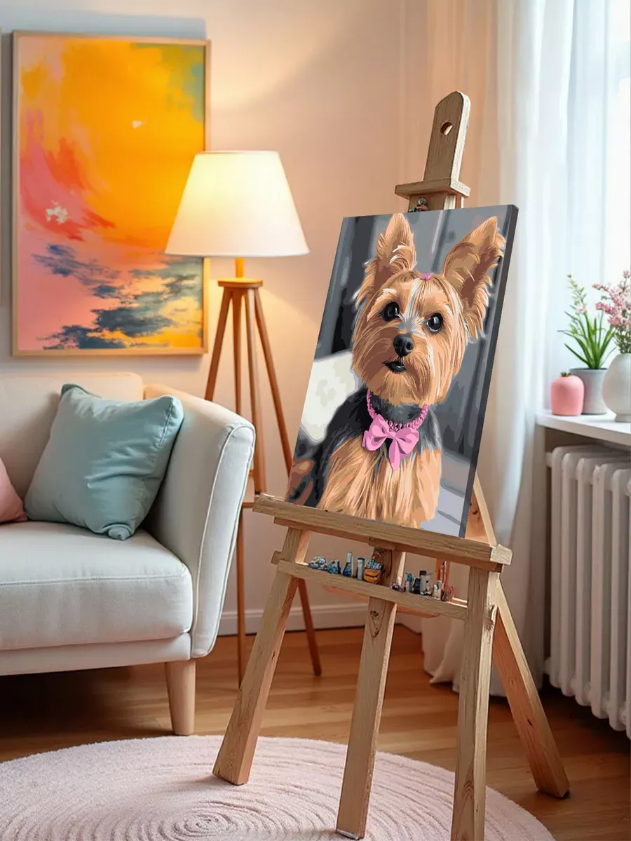 Картина по номерам «Собаки: йоркширский терьер с бантиком» — картинка 10