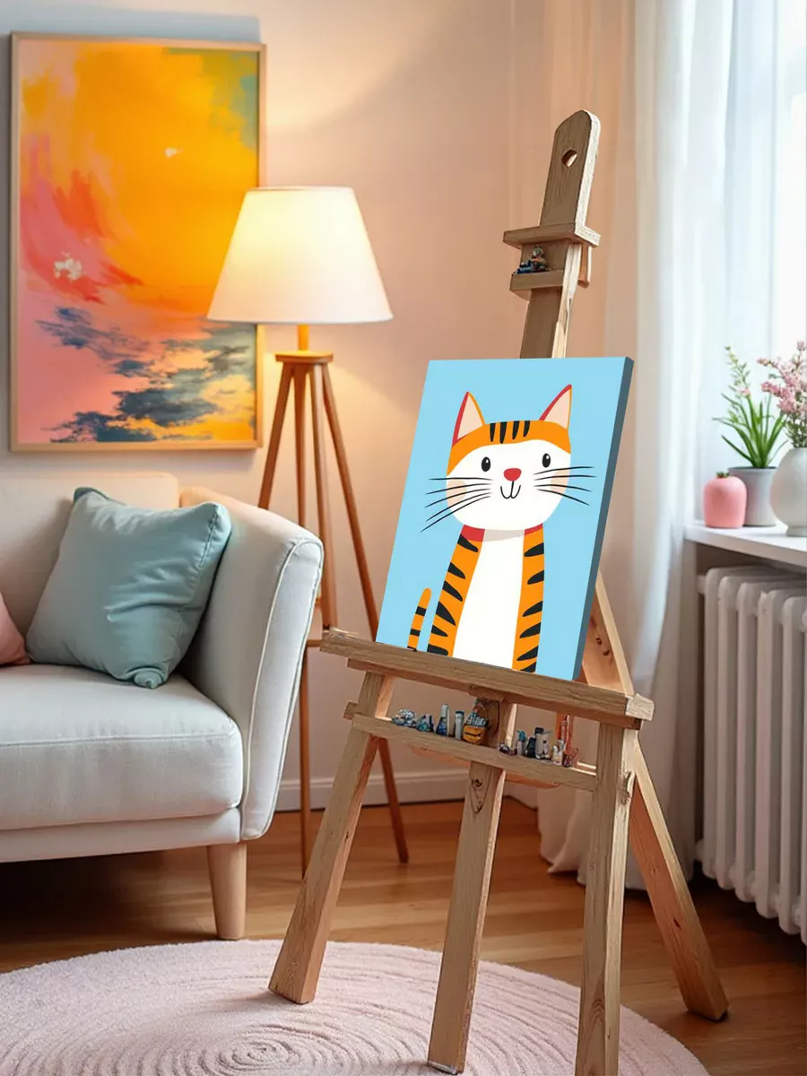 Картина по номерам «Детская, для детей: полосатый рыжий кот» — картинка 10