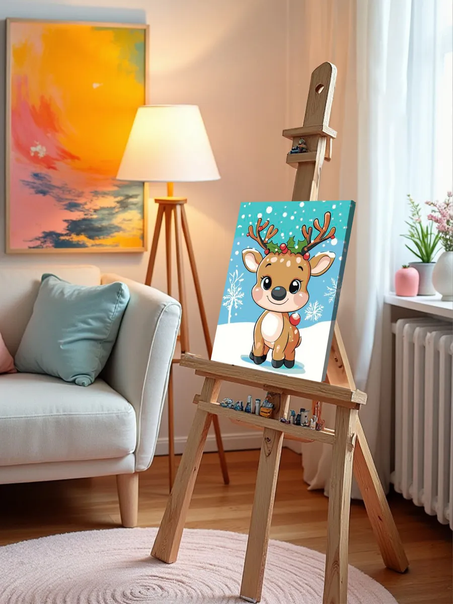 Картина по номерам «Детская, для детей: олененок, Новый год» — картинка 10