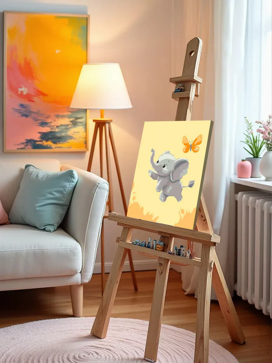 Картина по номерам «Детская, для детей: слон и бабочка» — картинка 10