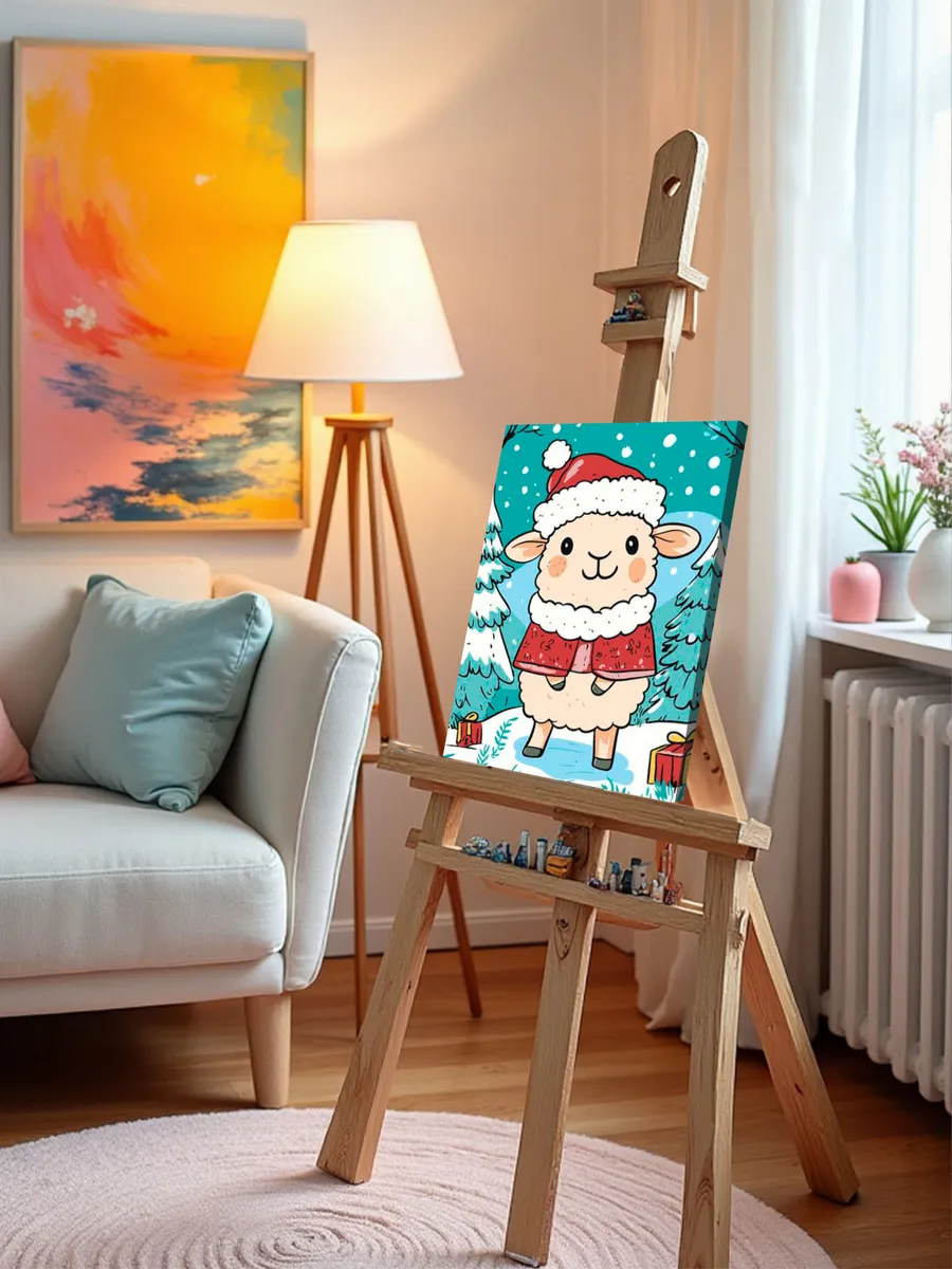 Картина по номерам «Детская, для детей: новогодняя овечка» — картинка 9