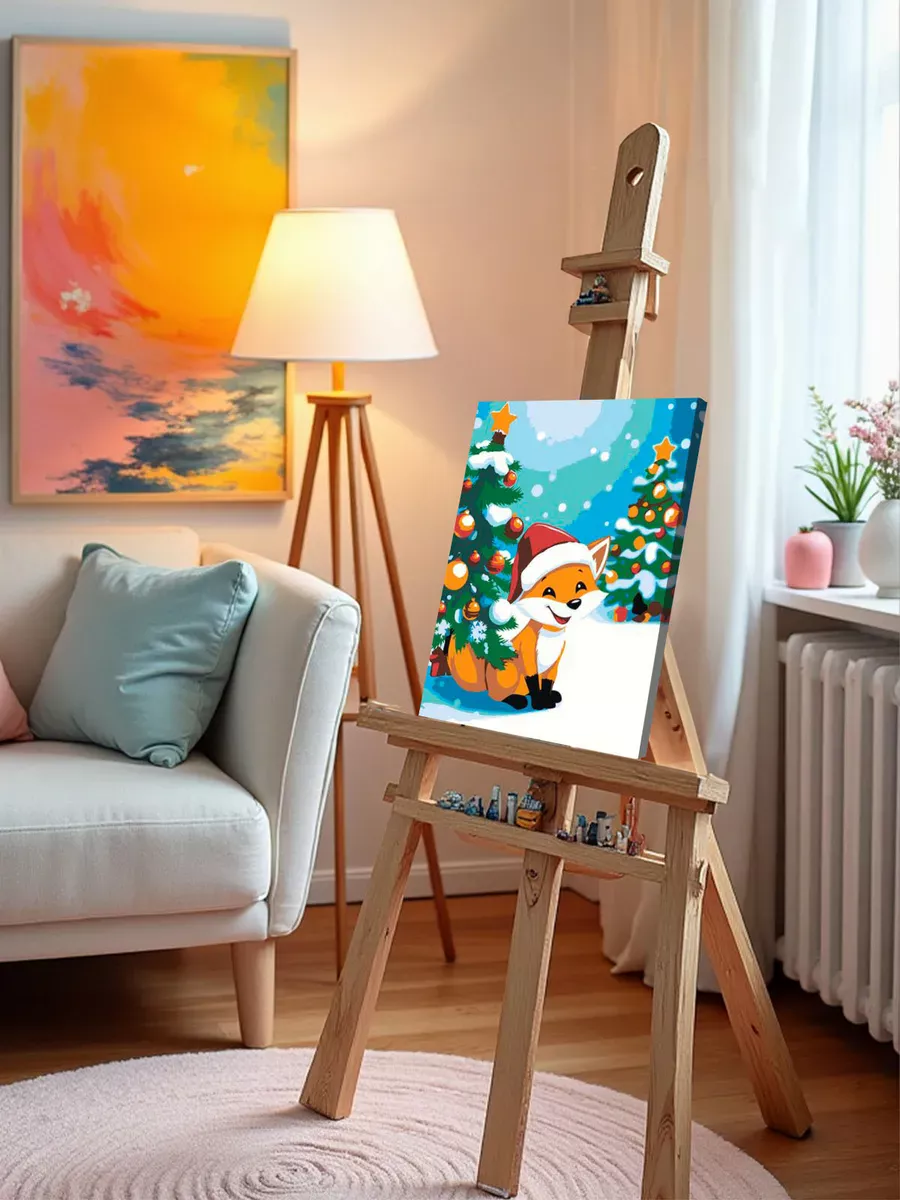 Картина по номерам «Детская, для детей: лиса под ёлкой» — картинка 9