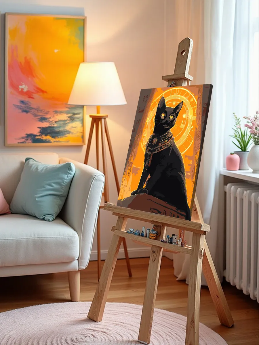 Картина по номерам «Египет: черная кошка, богиня Бастет» — картинка 10