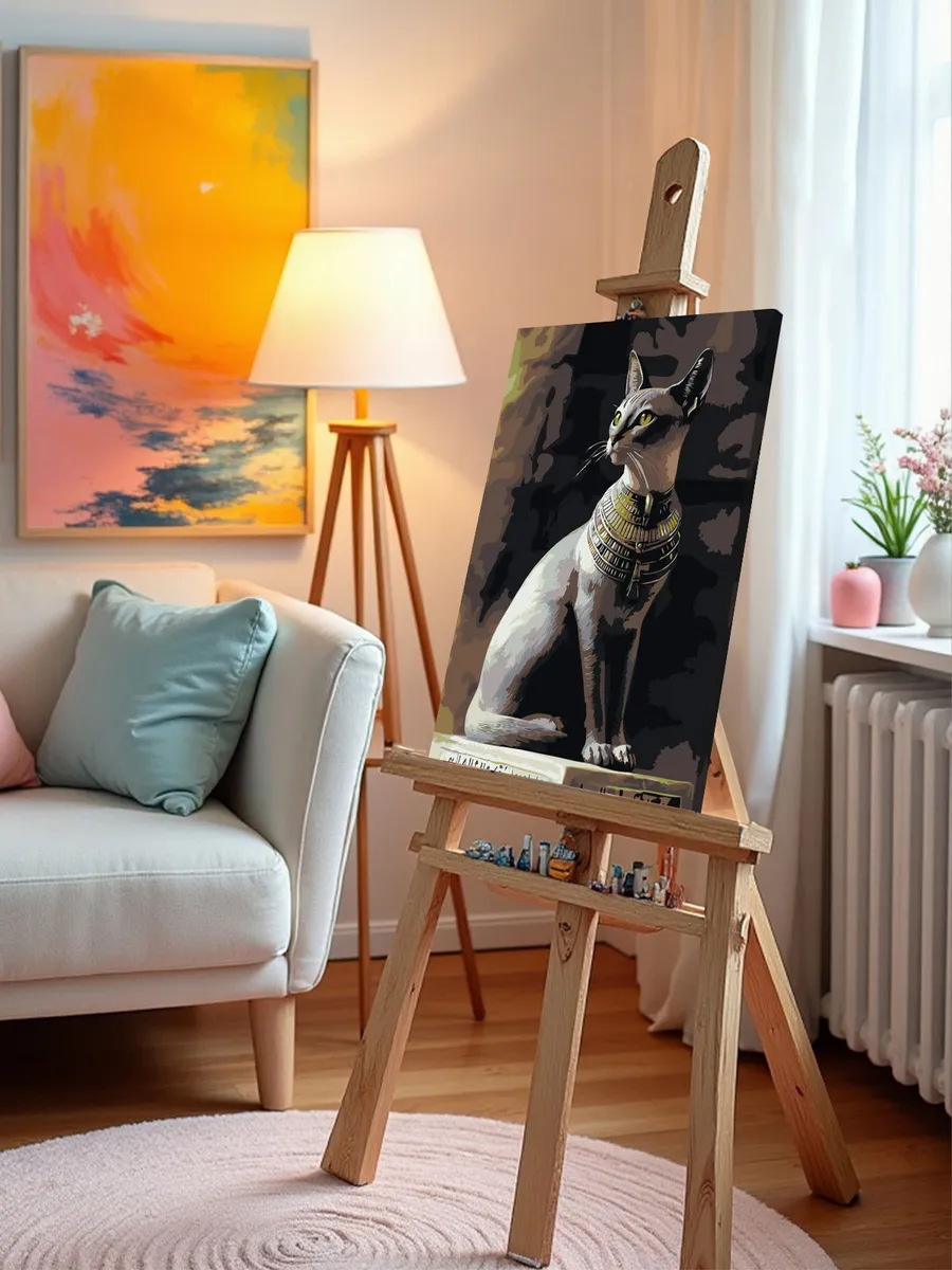 Картина по номерам «Египет: серая кошка, богиня Бастет» — картинка 10