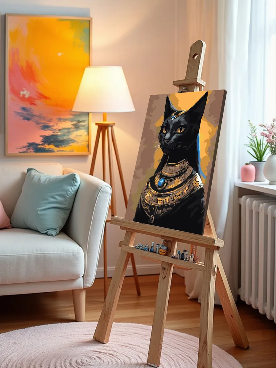 Картина по номерам «Египет: черная кошка, богиня Бастет» — картинка 10