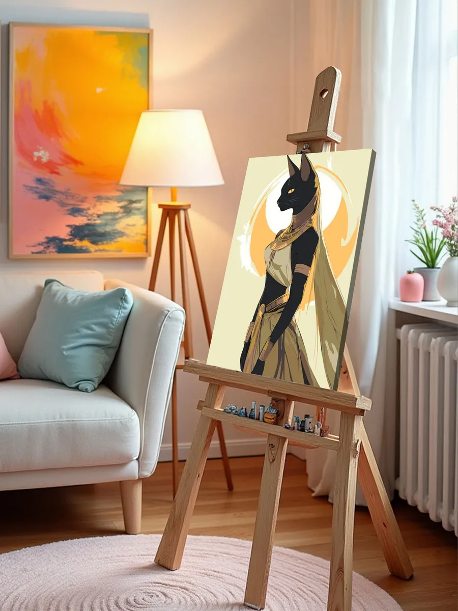 Картина по номерам «Египет: черная кошка аниме, Бастет» — картинка 10