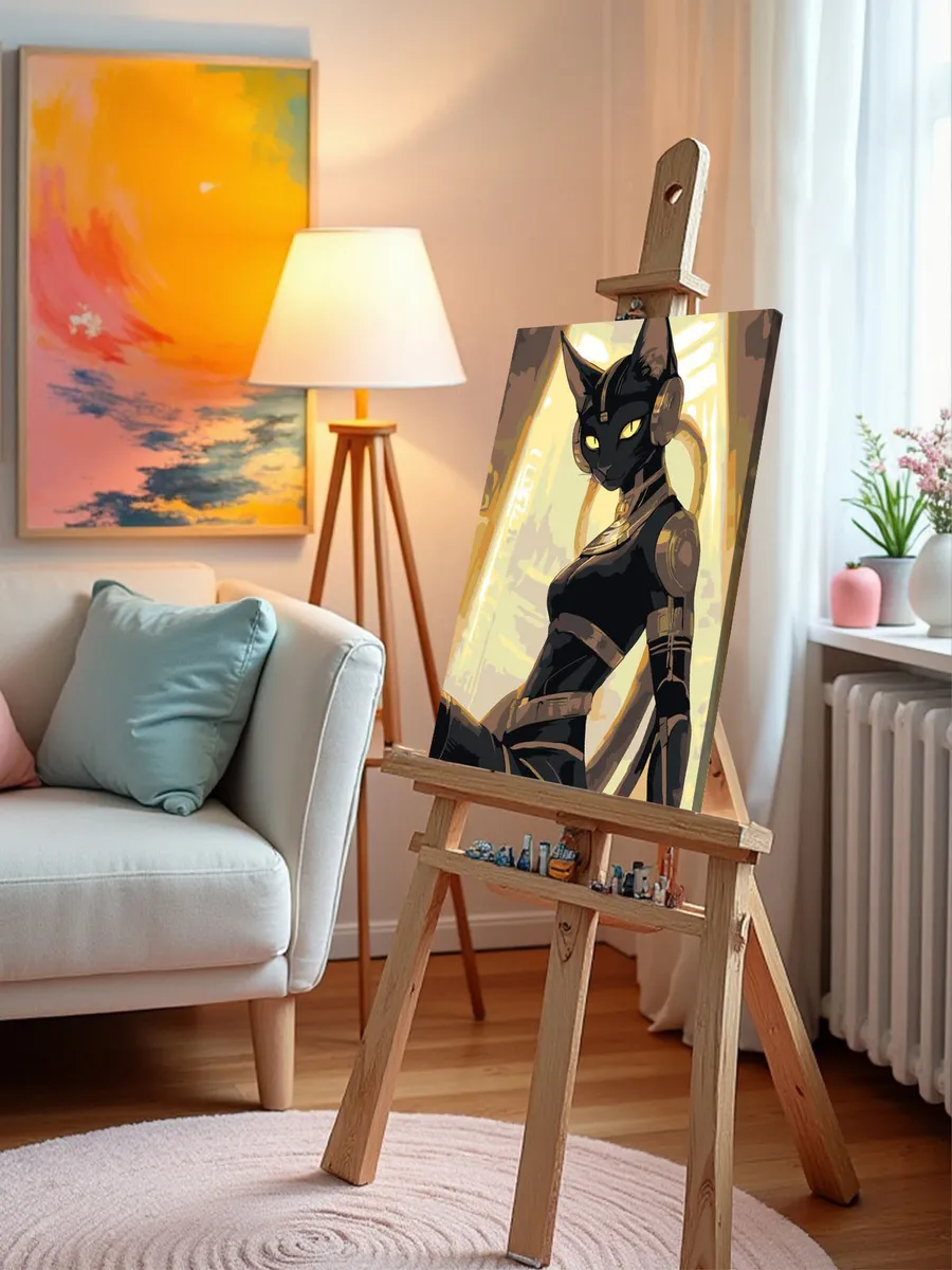 Картина по номерам «Египет: черная кошка аниме, Бастет» — картинка 10