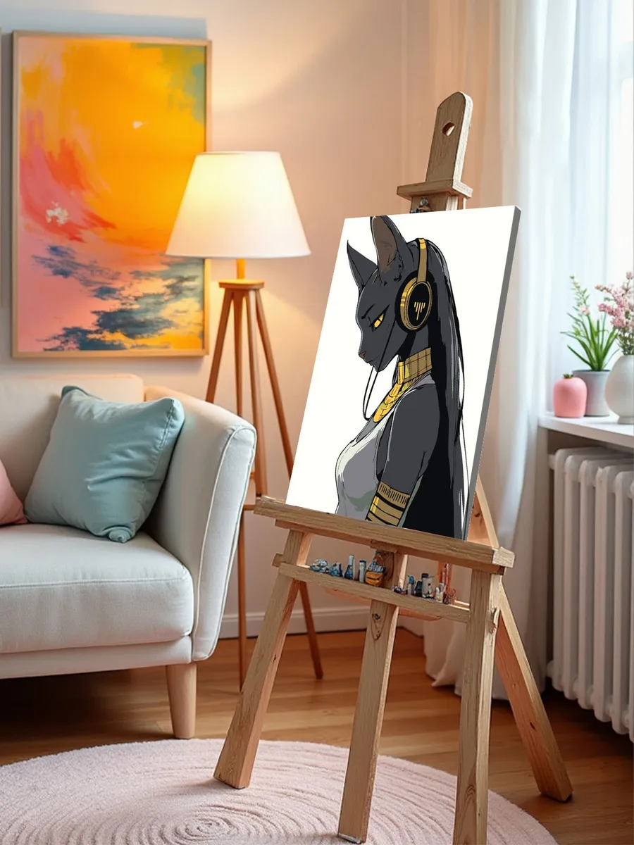 Картина по номерам «Египет: черная кошка аниме, Бастет» — картинка 10