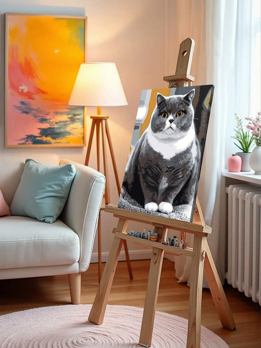 Картина по номерам «Кошки: толстый британский кот 40x50» — картинка 10