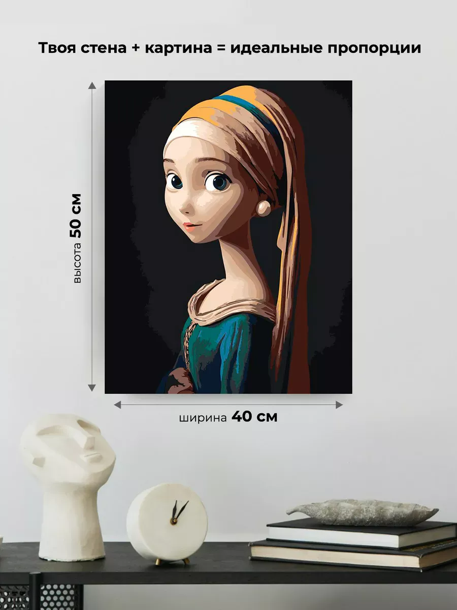Картина по номерам «Девушка с жемчужной сережкой арт 40x50» — картинка 3